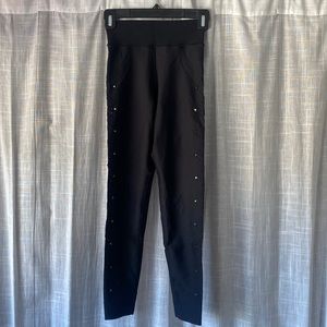 Ultracor Laser Cut Black Leggings with Black Gemstones.